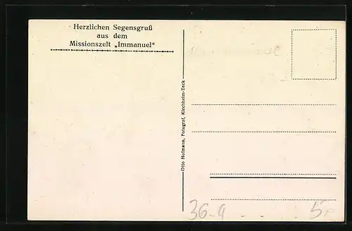 AK Segensgruss aus dem Missionszelt Immanuel