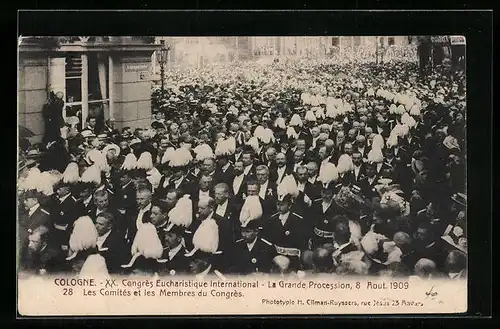 AK Köln, XX. Congrès Eucharistique International 1909, La Grande Procession, Les Comités et les Membres du Congrès