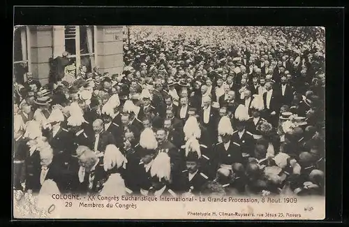 AK Köln, XX. Congrès Eucharistique International 1909, La Grande Procession, Membres du Congrès