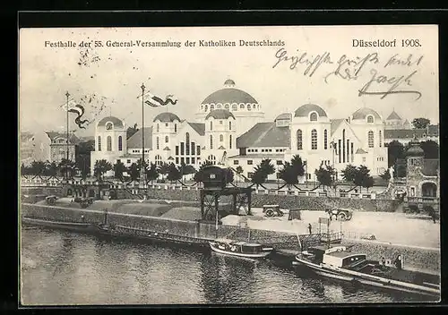 AK Düsseldorf, Festhalle der 55. General-Versammlung der Katholiken Deutschlands 1908