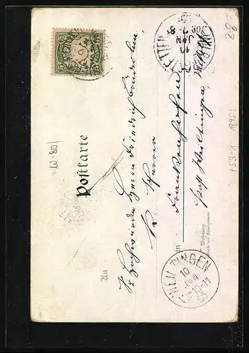 Vorläufer-Lithographie München, Hof- und Nationaltheater 1895