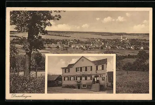 AK Dusslingen, Gasthaus und Metzgerei zur Rose, Teilansicht