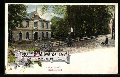 AK Hamburg-Billwärder, Gasthaus Haves Etablissement, Moorfleth, mit Strasse