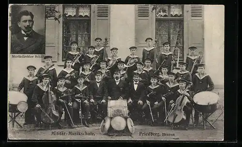 AK Friedberg i. Hessen, Militär-Musikschule, Kapelle mit Blasinstrumenten