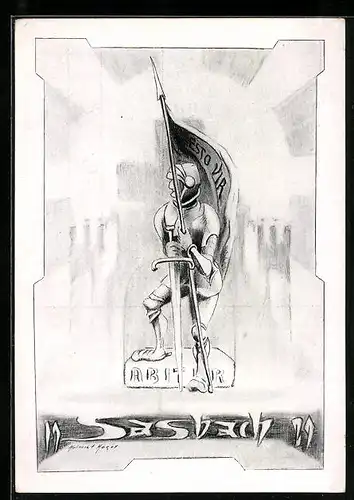 Künstler-AK Sasbach, Absolvia 1929, Ritter