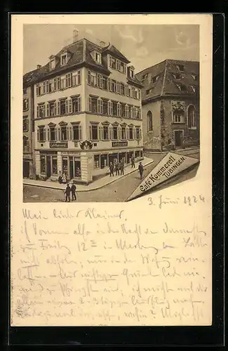 AK Tübingen, Strassenpartie mit Café Kommerell