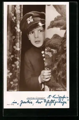 AK Schauspieler Jackie Coogan mit verschrecktem Blick