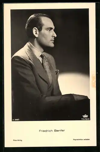 AK Schauspieler Friedrich Benfer, Seitenprofil
