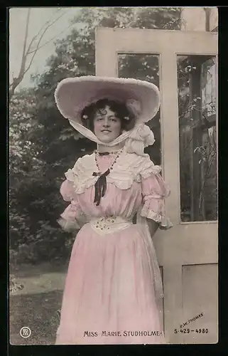 AK Schauspielerin Miss Marie Studholme mit Hut