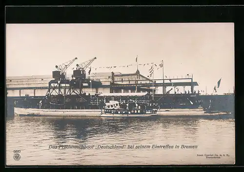 AK Das Frachttauchboot Deutschland bei seinem Eintreffen in Bremen, U-Boot