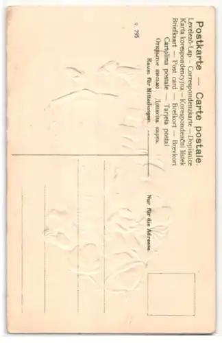 Stoff-Präge-AK Bayerisches Paar in Tracht aus echtem Stoff beim Tanz