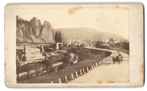 Fotografie unbekannter Fotograf, Ansicht Münster am Stein, Blick nach der Stadt von der Chaussee aus gesehen