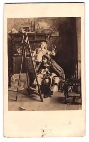 Fotografie Goupil & Cie., Paris, Gemälde: L`Amateuer, Maler betrachtet seine Bild auf der Staffelei
