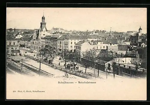 AK Schaffhausen, Bahnhofstrasse aus der Vogelschau