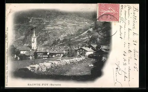 AK Sainte Foy, Ortspartie mit Kirche