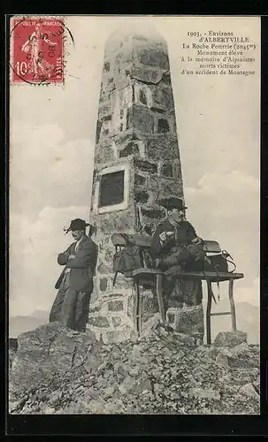 AK La Roche Pourrie, Monument élevé à la mémoire d`Alpinistes morts victimes d`un accident de Montagne