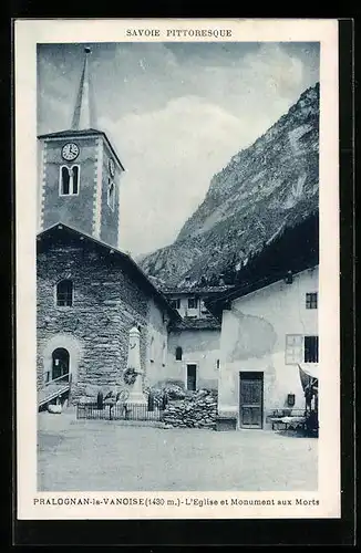 AK Pralognan-la-Vanoise, L`Eglise et Monument aux Morts