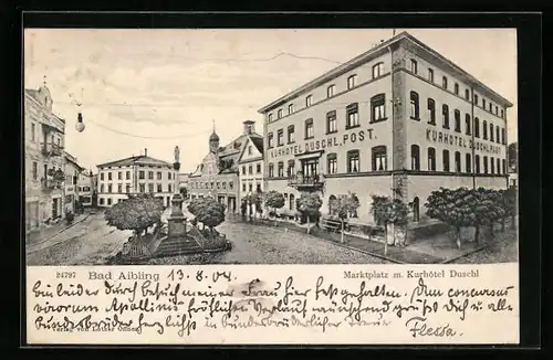 AK Bad Aibling, Marktplatz mit Kurhotel Duschl