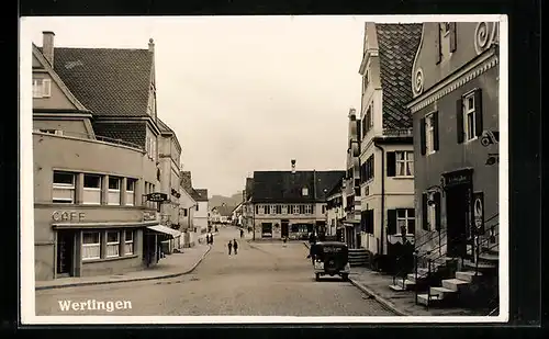 AK Wertingen, Strassenpartie mit Cafe Madlon