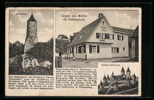 AK Weiler ob Helfenstein, Oedenturm, Gasthaus Restauration zum Helfenstein