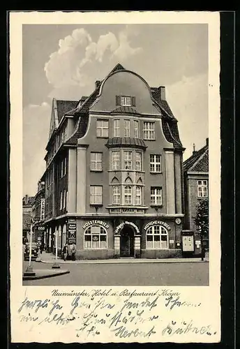 AK Neumünster, Hotel-Restaurant Kröger, Strassenansicht
