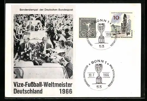 AK Vize-Fussball-Weltmeister Deutschland 1966, Sonderstempel