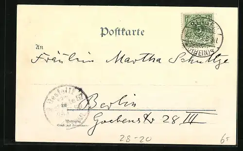 Lithographie Loreley auf dem Felsen sitzend und Harfe spielend