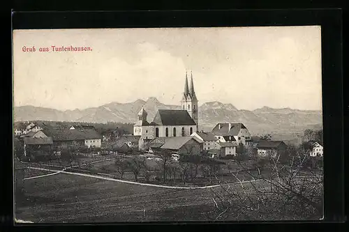 AK Tuntenhausen, Ortspartie mit Kirche