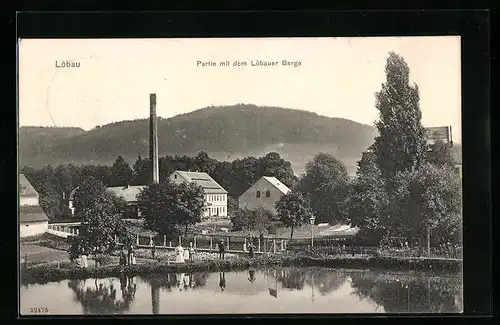 AK Löbau, Partie mit dem Löbauer Berge