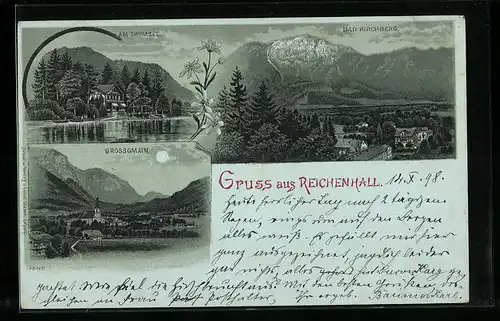 Mondschein-Lithographie Reichenhall, Bad Kirchberg, Grossgmain, Am Thumsee