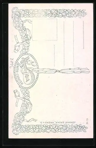 Künstler-AK Rossatz i. d. Wachau, Teilansicht mit Bäumen