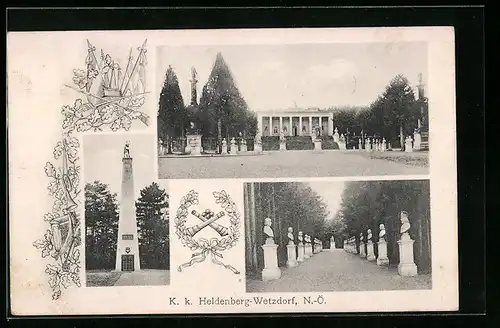 AK Wetzdorf, Walhalla auf dem Heldenberg, Denkmal, Habsburgerallee