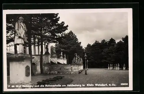 AK Klein Wetzdorf, F. M. Graf Radetzky und die Ruhmeshalle am Heldenberg