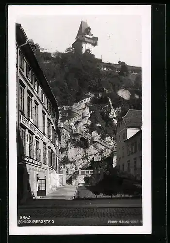 AK Graz, Blick auf den Schlossbergsteig