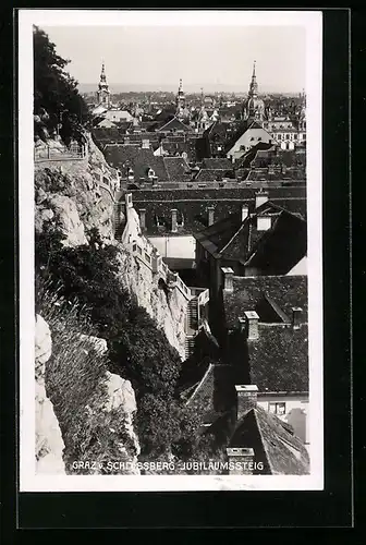 AK Graz, Schlossberg-Jubiläumssteig aus der Vogelschau