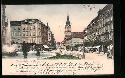 AK Graz, Bismarckplatz, Herrengasse