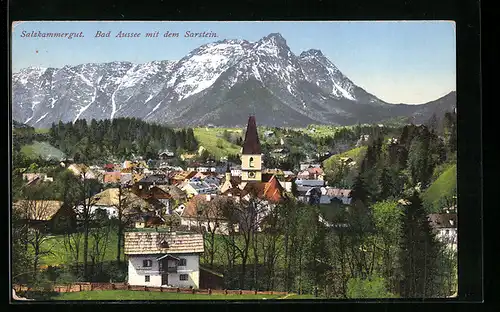 AK Bad Aussee /Salzkammergut, Ortsansicht mit Sarstein
