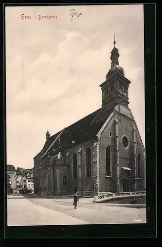 AK Graz, Strasse an der Domkirche