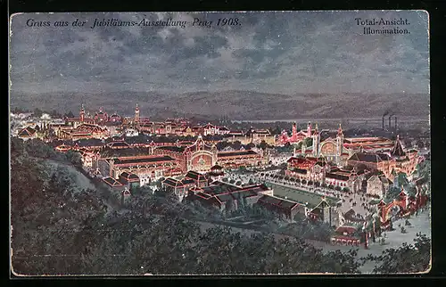 AK Prag, Pozdrav z Jubilejni vystavy v Praze 1908