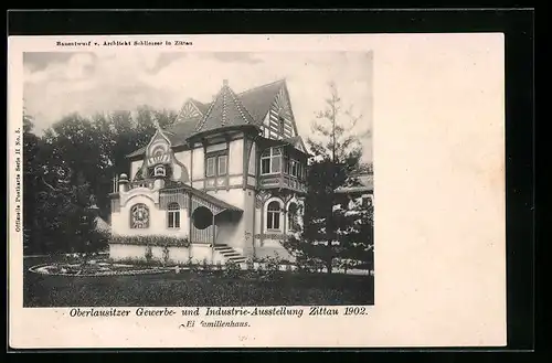 AK Zittau, Gewerbe- und Industrie-Ausstellung 1902, Einfamilienhaus