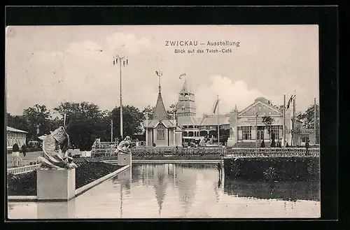 AK Zwickau, Ausstellung, Blick auf das Teich-Café