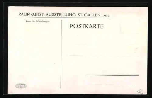 AK St. Gallen, Raumkunst-Ausstellung 1912, Schlafzimmer