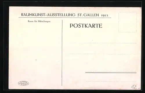 AK St. Gallen, Raumkunst-Ausstellung 1912, Raum No. 14, Esszimmer in Nussbaum gebeizt, matt