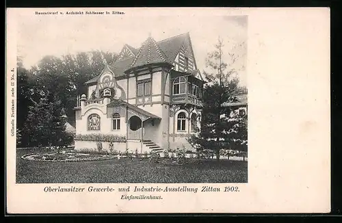 AK Zittau, Oberlausitzer Gewerbe- & Industrie-Ausstellung 1902, Einfamilienhaus