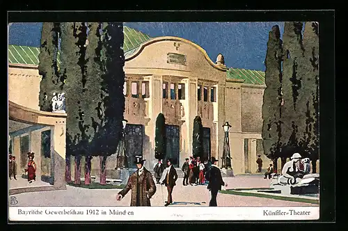 Künstler-AK München, Bayerische Gewerbeschau 1912 - Am Künstlertheater