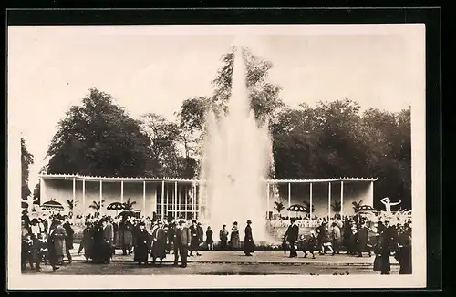 AK Dresden, Jubiläums-Gartenbau-Ausstellung 1926, Rosenhof mit Springbrunnen