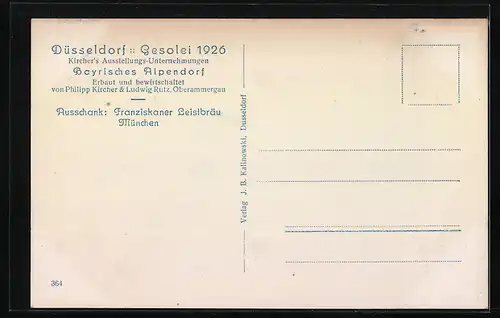 AK Düsseldorf, Ausstellung Gesolei 1926, Oberammergauer Herrgottswinkel im Bayrischen Alpendorf
