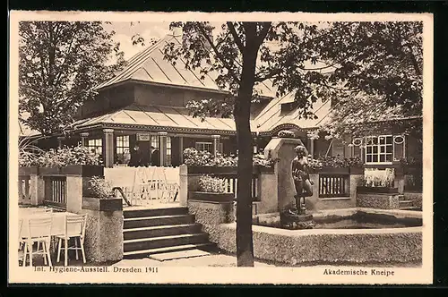 AK Dresden, Internat. Hygiene-Ausstellung 1911, Künstler- und Studentenkneipe