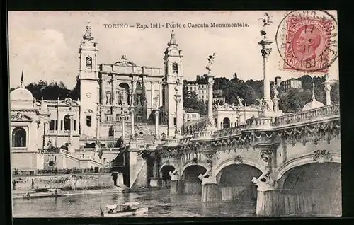 AK Torino, Esposizione 1911, Ponte a Cascata Monumentale, Ausstellung