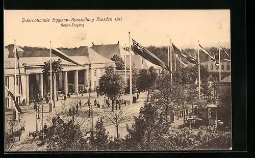 AK Dresden, Internationale Hygiene-Ausstellung 1911, Haupteingang